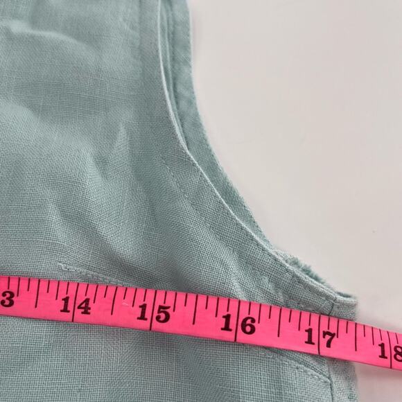 iLinen colorblock light blue tan shift dress with pockets sz S - Picture 4 of 5